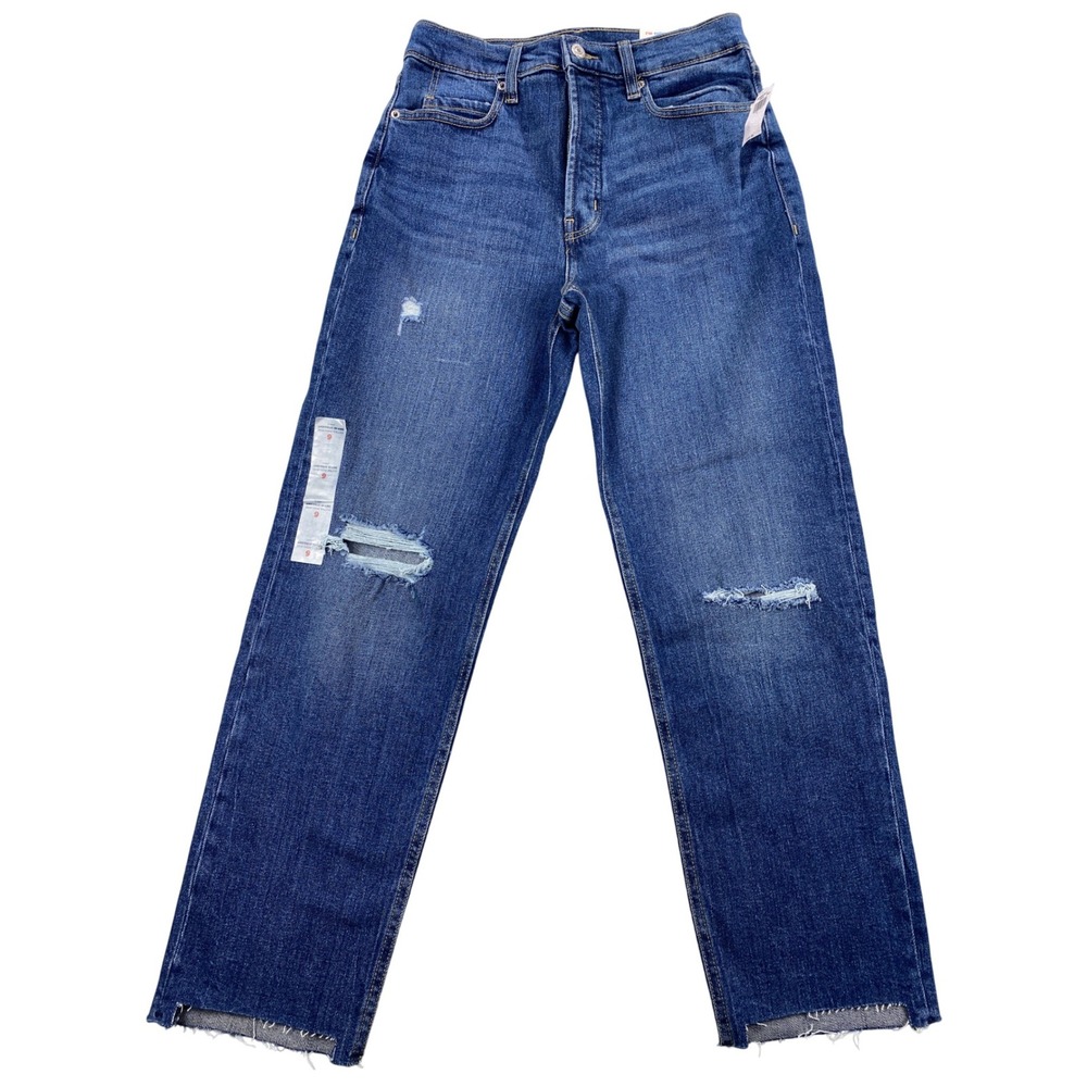 Old Navy Womens Size 6 Sky-Hi Straight Leg‎ Jeans Distressed Ripped Raw Hem  NWT